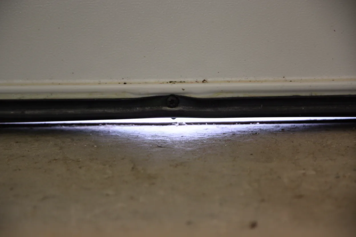 a rubber bottom seal on a garage door